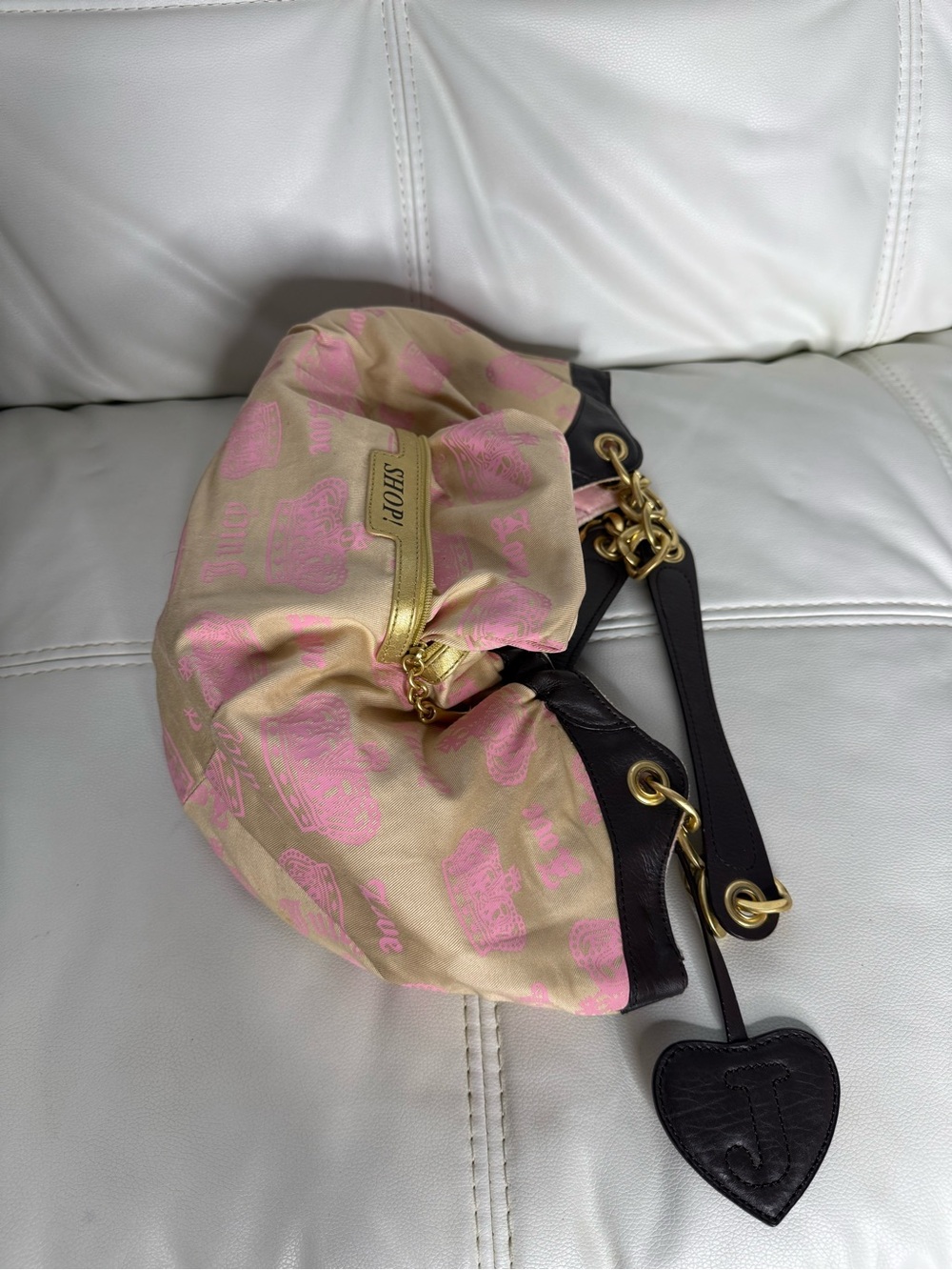 Juicy Couture Pink 'Juicy Royal' Embroidered Shoulder Bag with Gold Hardware - Picture 9 of 16